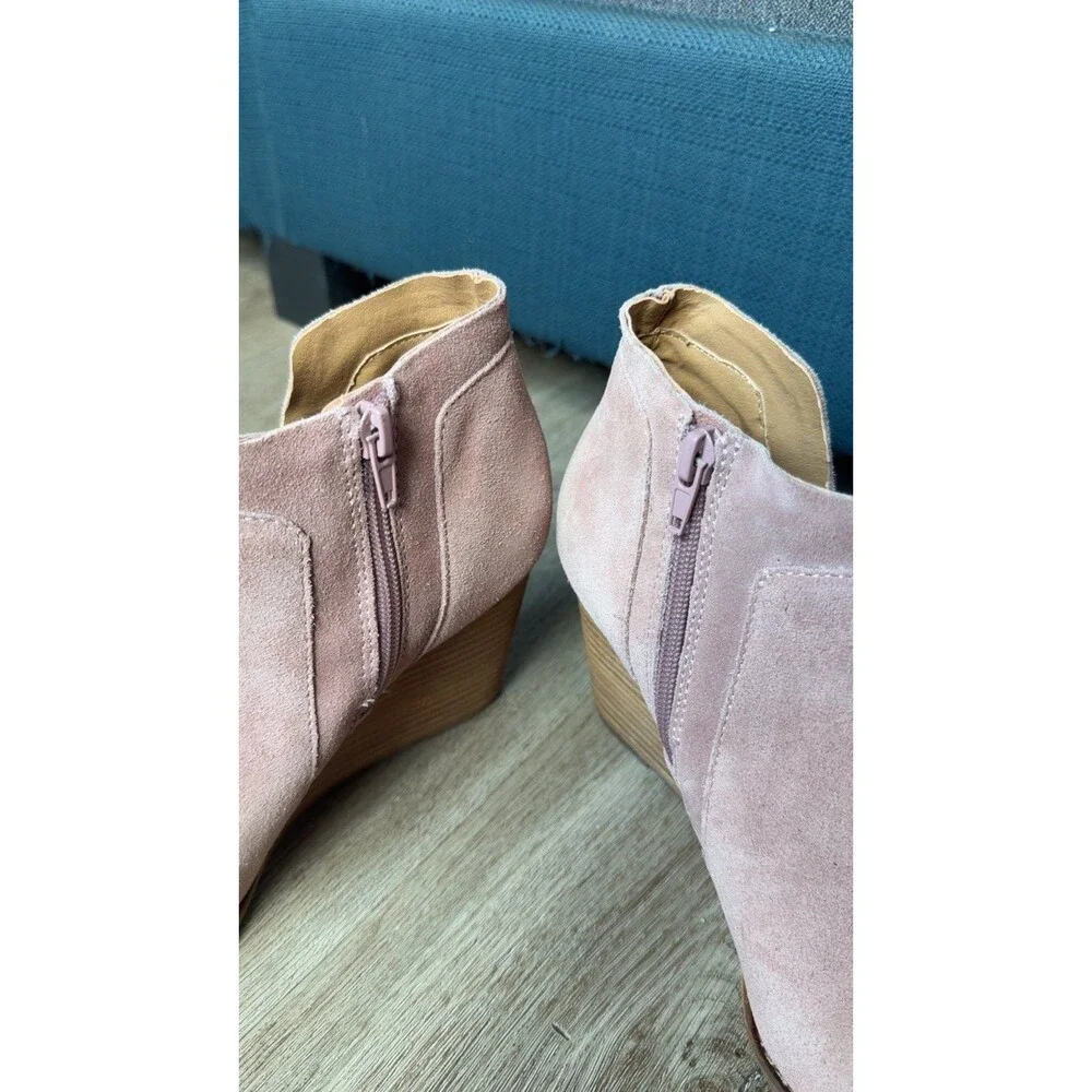Pink Suede Ankle Boots with Zipper
